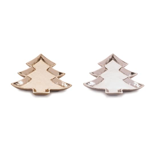 Melrose Metal Pine Tree Trinket Tray Set